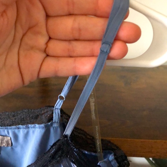 Vintage Forever 21 front zipper mini slip dress, black lace hem - Picture 8 of 11